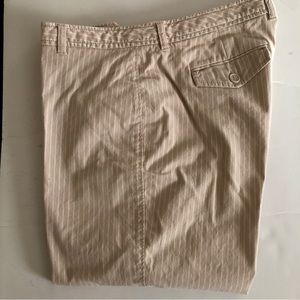 Gap Curvy Capri Women 16 Beige Striped Blend Straight Leg Cropped Slit Casual